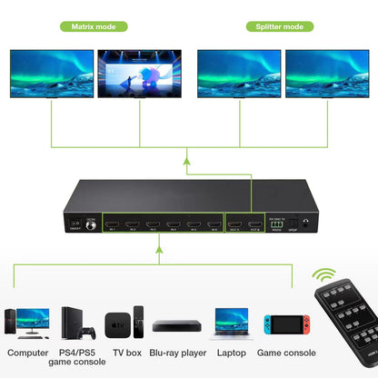 Matrix HDMI 2.0 6X 2 18Gbps 4k@60Hz con Audio e ARC