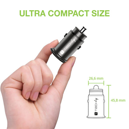 Mini Caricatore da Auto USB-A e USB-C Ricarica rapida 38W Metallo Nero