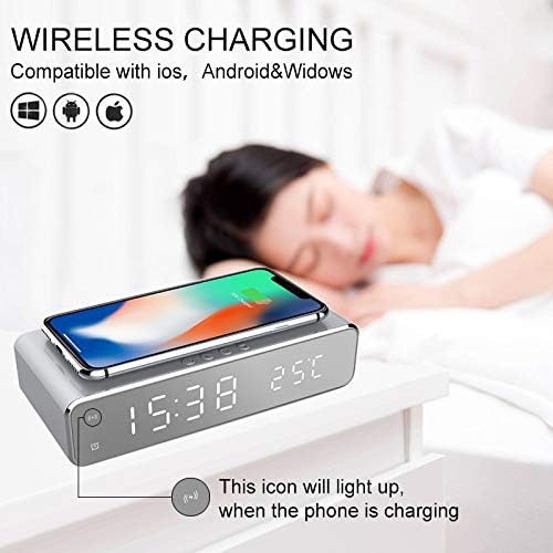 Radio sveglia ricarica rapida Wireless USB Digital LED scrivania sveglia