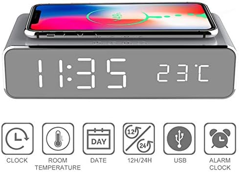 Radio sveglia ricarica rapida Wireless USB Digital LED scrivania sveglia