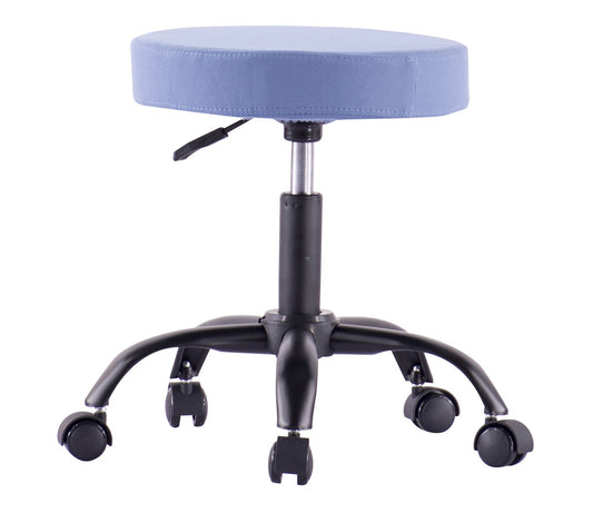 Sgabello Girevole con Ruote Altezza Regolabile Tessuto Sfoderabile Blu