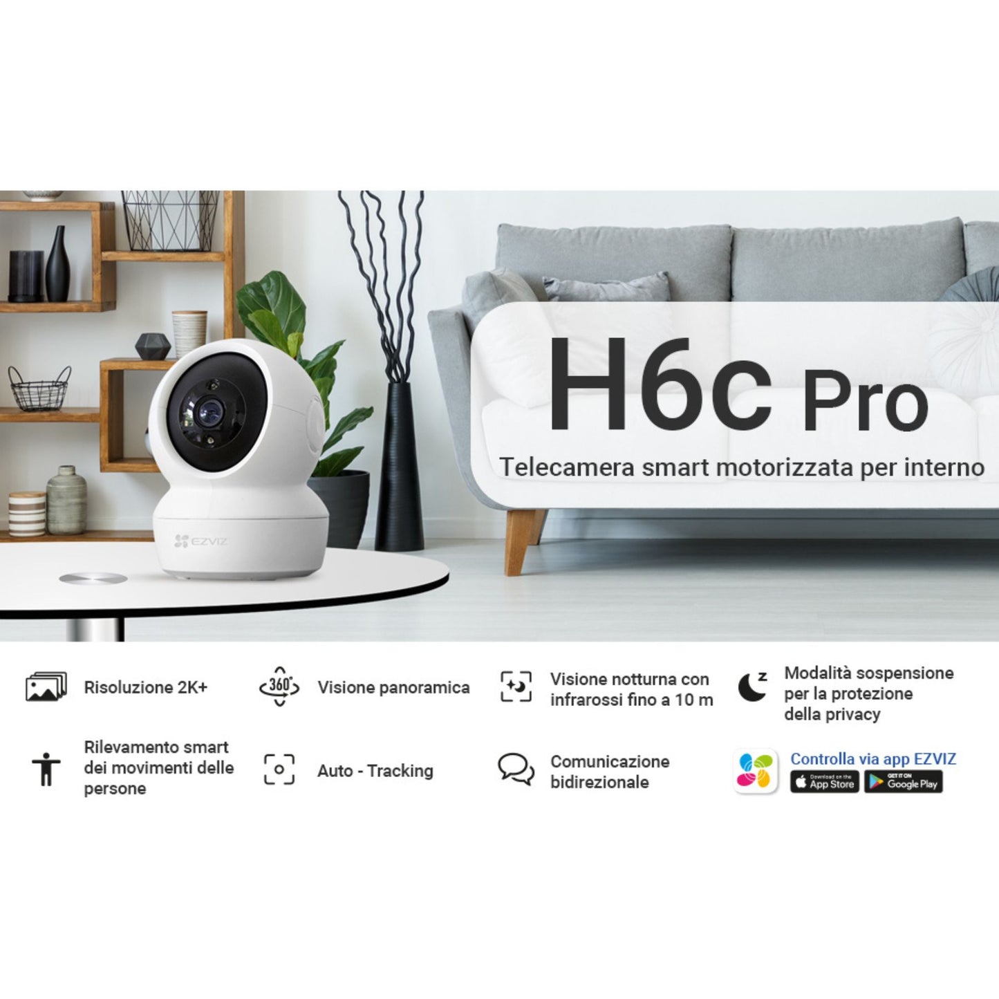 TELECAMERA DI VIDEOSORVEGLIANZA DA INTERNO 1080 MOTORIZZATA EZVIZ CS-H6C