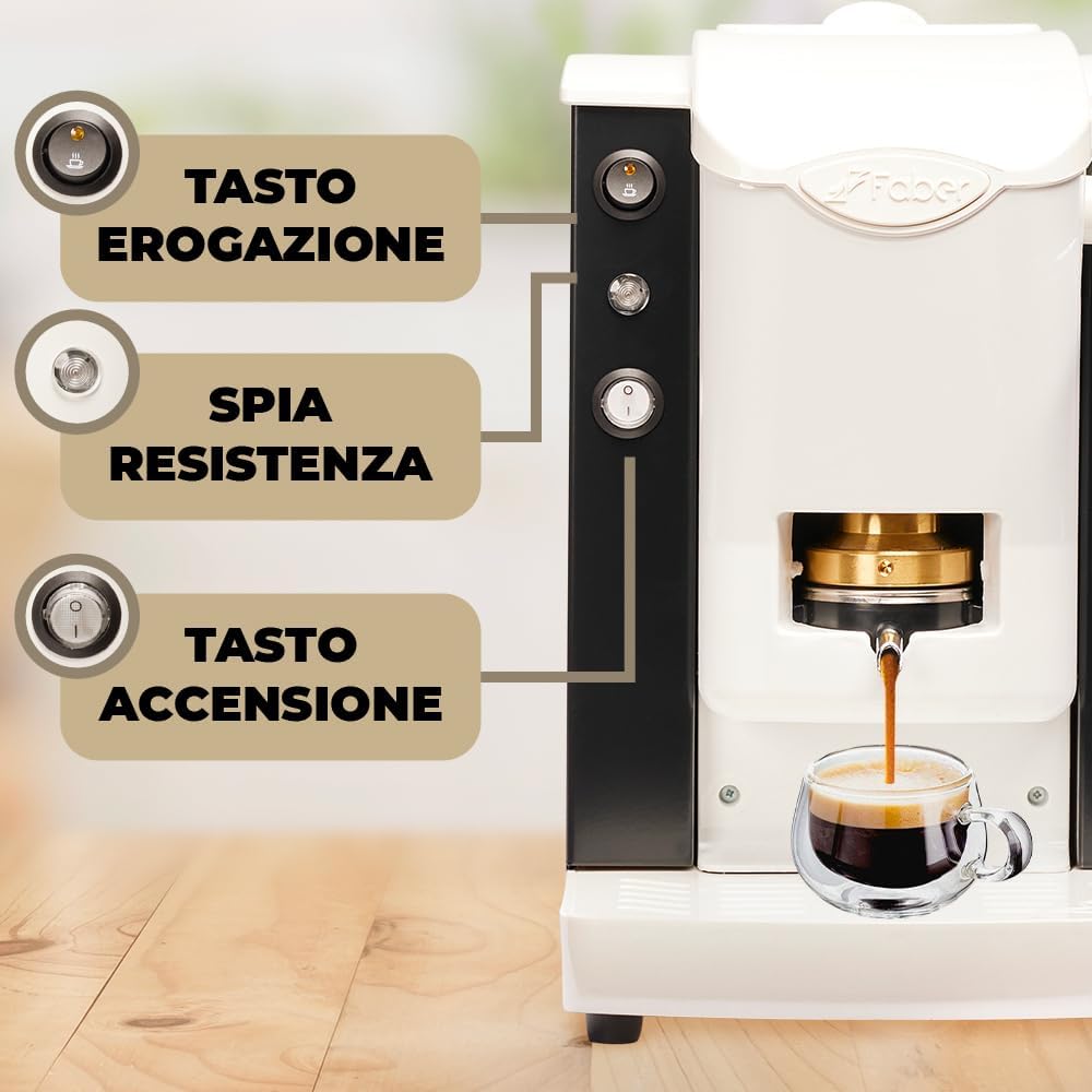 MACCHINA DA CAFFE' FABER SLOT PLAST BASIC TELAIO BIANCO PLASTICHE NERO PRESSACIALDA IN OTTONE SPBIANBASOTT