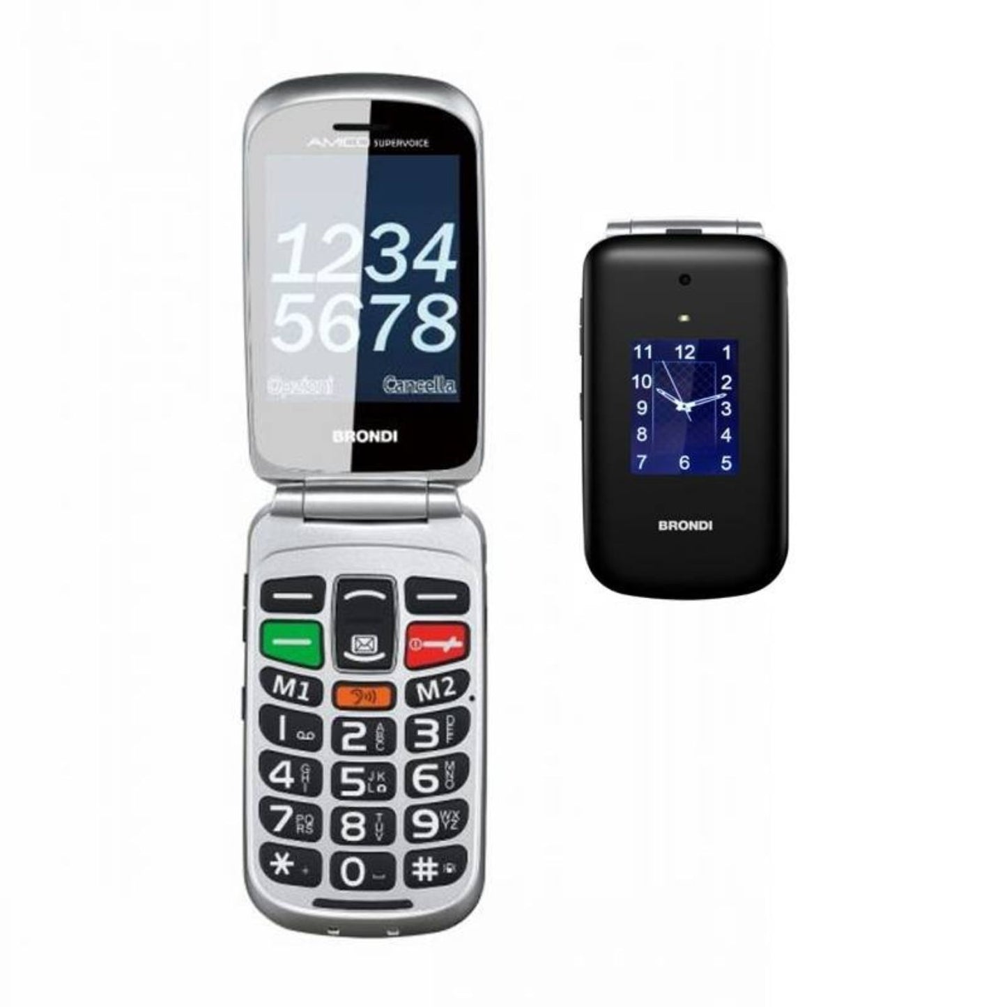 CELLULARE BRONDI AMICO SUPERVOICE DUOS BLACK / SILVER ITALIA