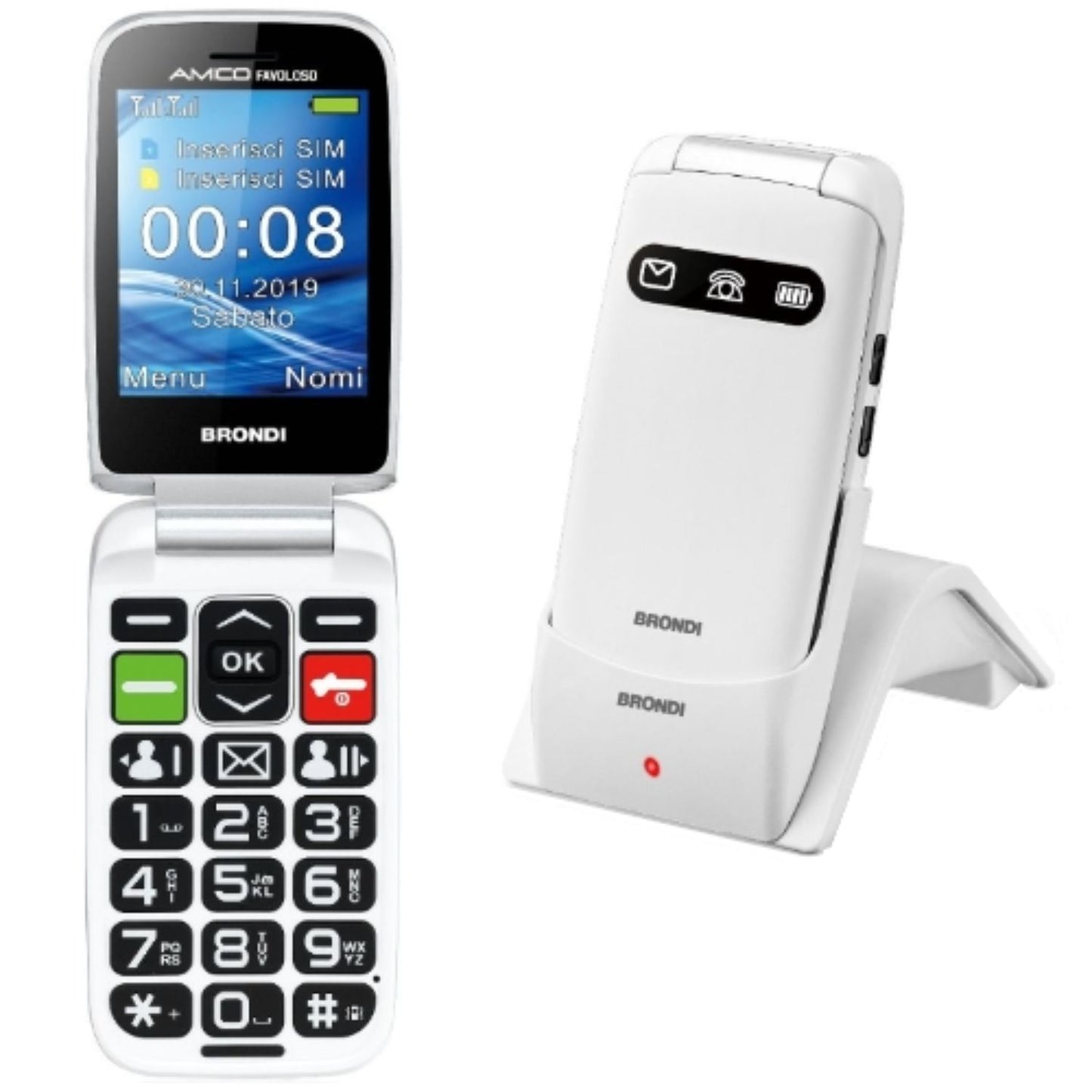 CELLULARE BRONDI FAVOLOSO DUOS WHITE METAL ITALIA