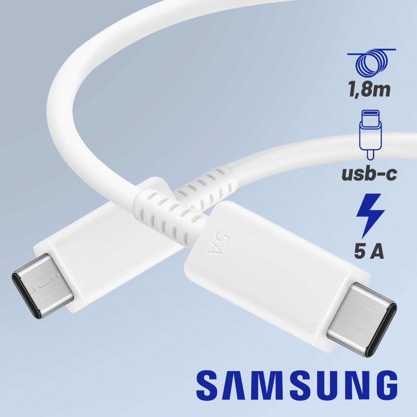CAVO DATI/CARICA PER SMARTPHONE TYPE-C / TYPE-C SAMSUNG 5A 1,8M EP-DX510JWEGEU WHITE
