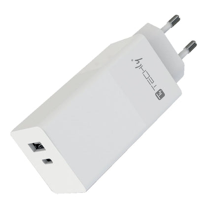 Caricatore Alimentatore USB-C e USB-A da Muro 100W per Smartphone o Tablet