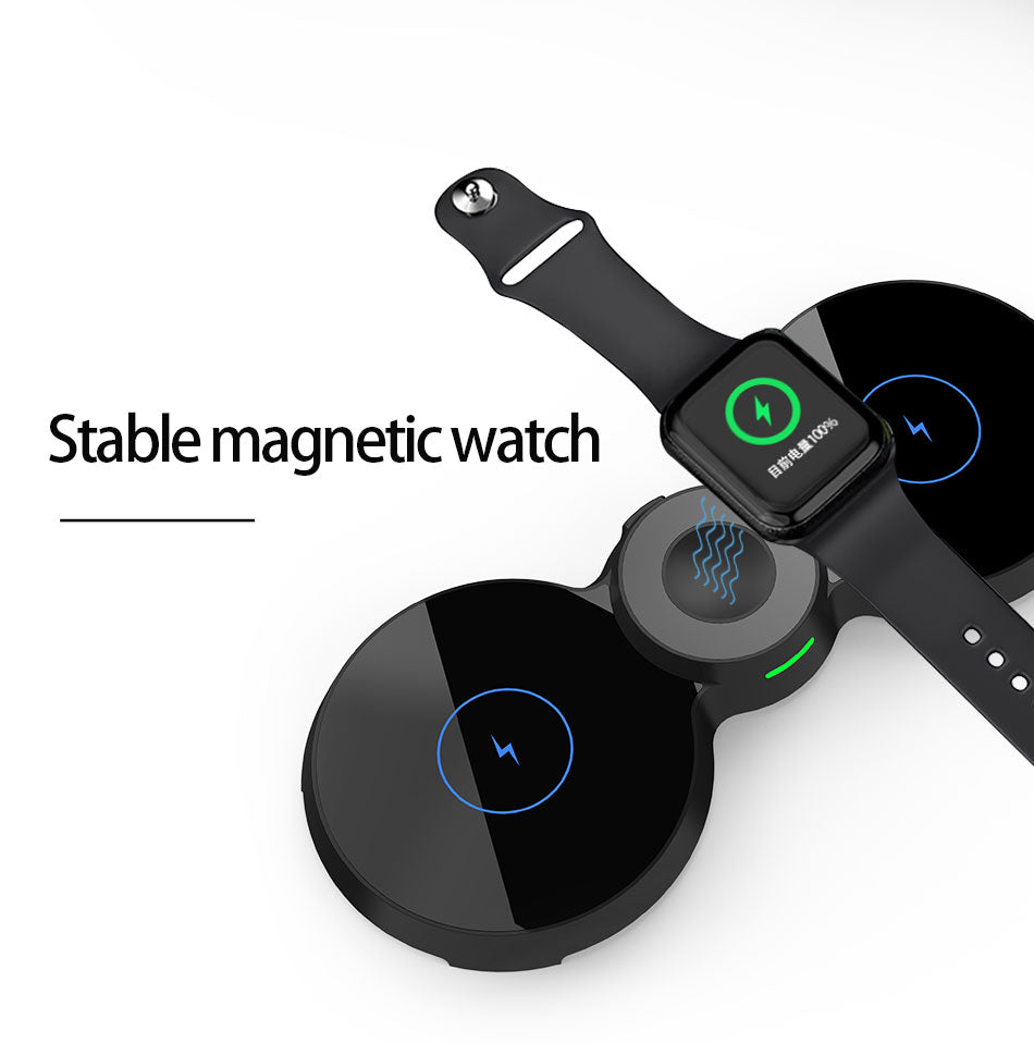 Caricatore Wireless 3 in 1 Andowl Q-WX700 – Stazione di Ricarica Rapida 20W per Smartphone, Smartwatch e Auricolari