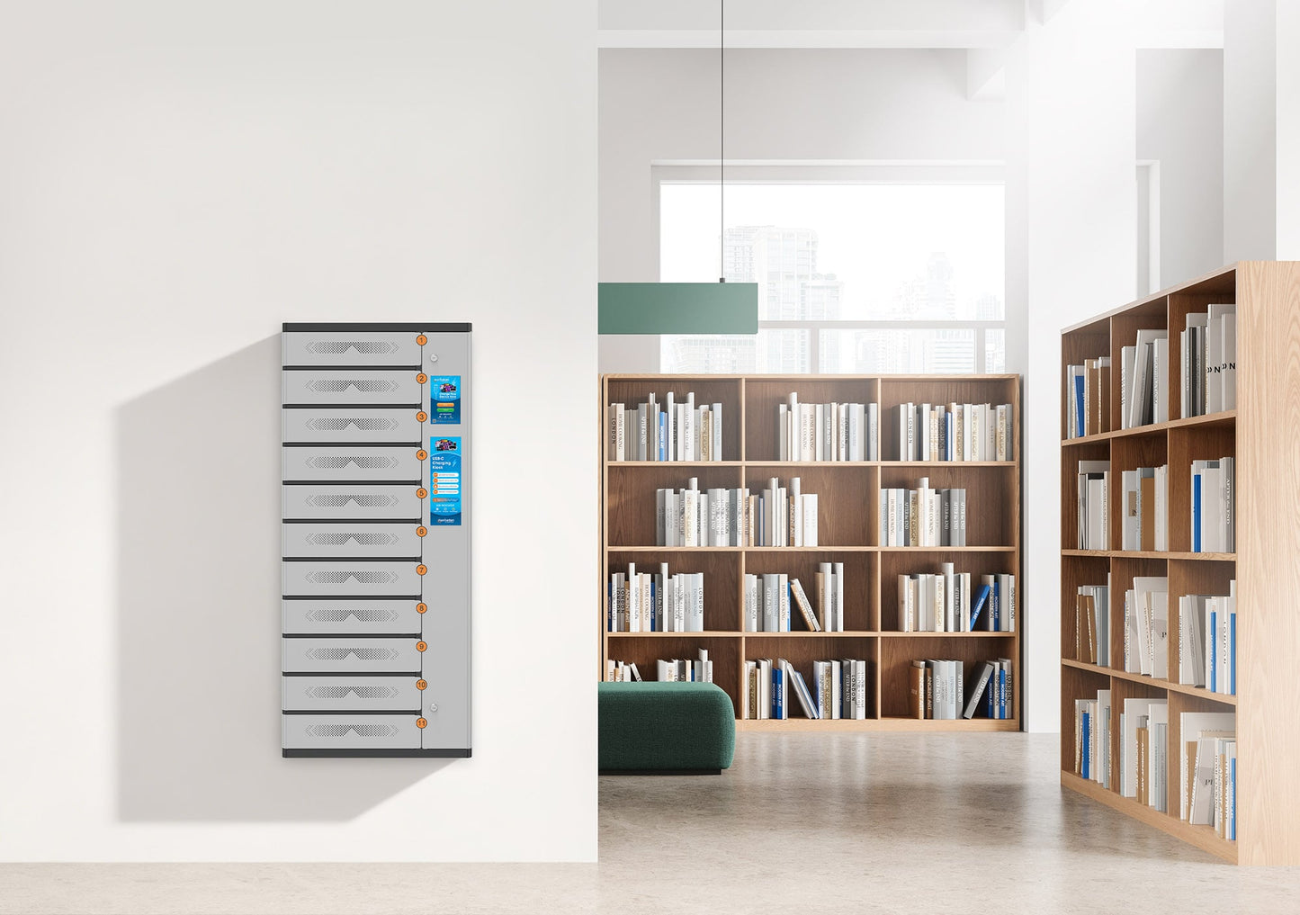 Armadio di Ricarica USB-C 11 Scomparti con Chiusura a PIN e Touchscreen 500W Grigio