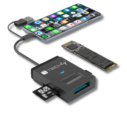Adattatore USB-A/USB-C a NVME/SATA M.2 con Lettore Memorie SD/TF