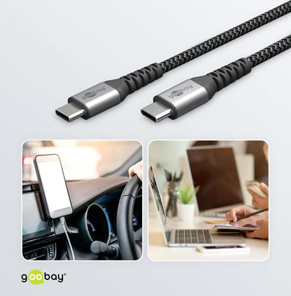 Cavo Tessile USB-C Maschio/USB-C Maschio 2 m Grigio