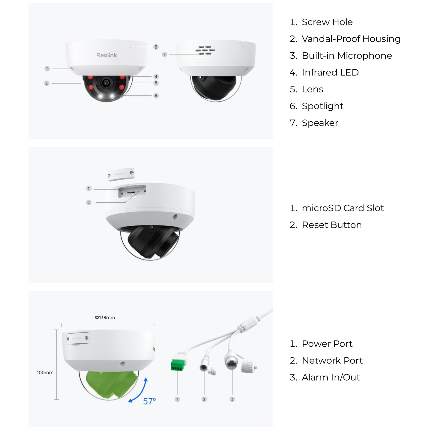 Telecamera Dome PoE Antivandalo IK10 4K con Zoom Ottico 5X, RP-PCV8MZ