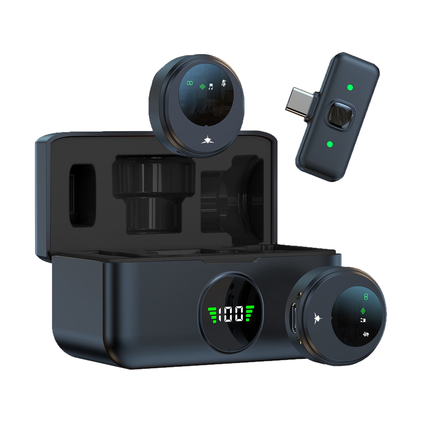 Set 2 Mini Microfoni Lavalier Wireless con Ricevitore USB-C e Custodia di Ricarica, TASSA