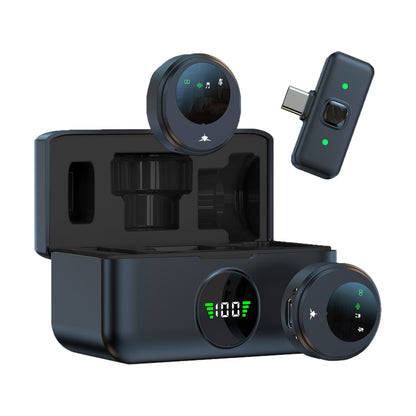Set 2 Mini Microfoni Lavalier Wireless con Ricevitore USB-C e Custodia di Ricarica, TASSA