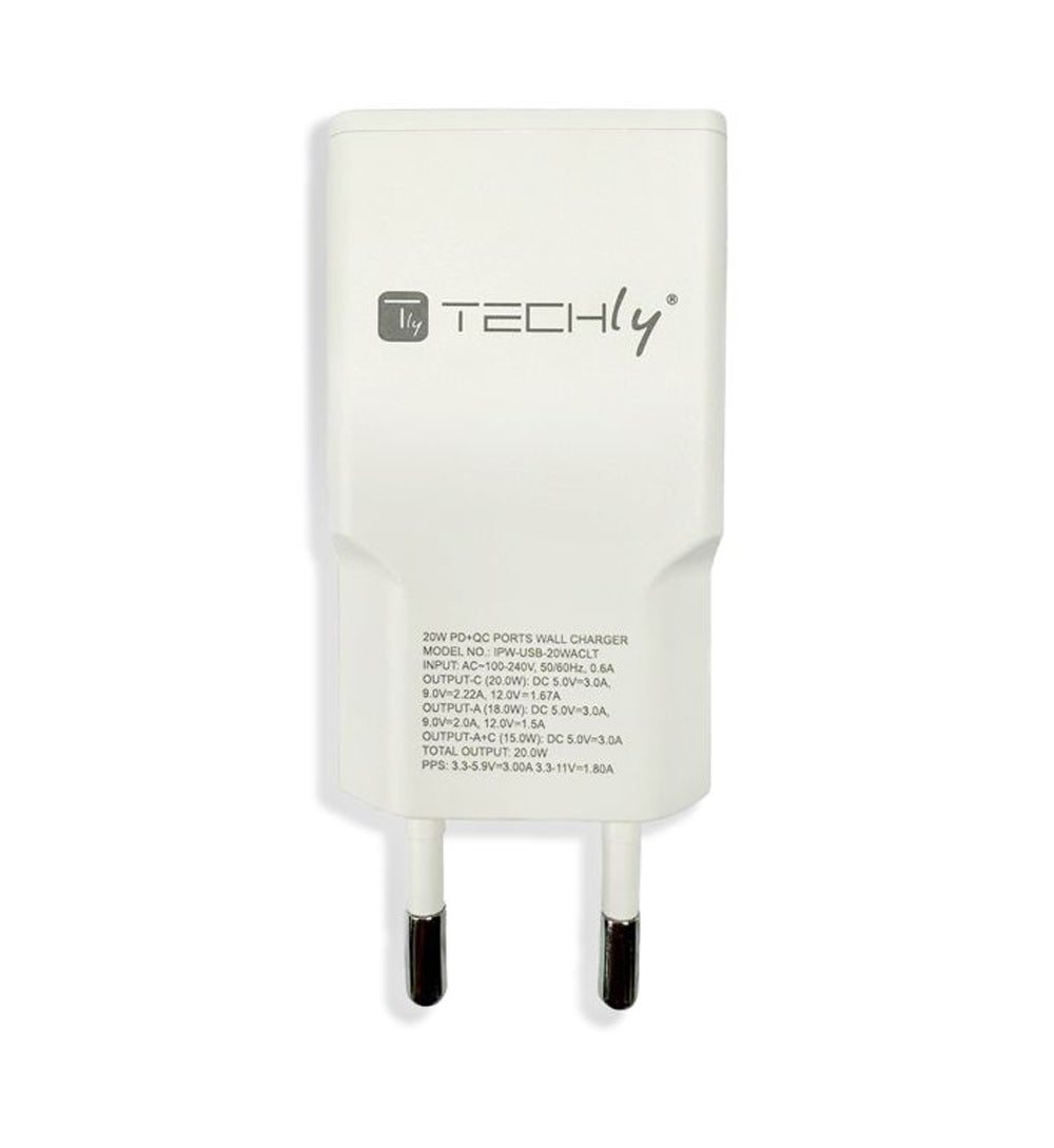 Caricatore Alimentatore USB-C 30W e USB-A QC da Muro