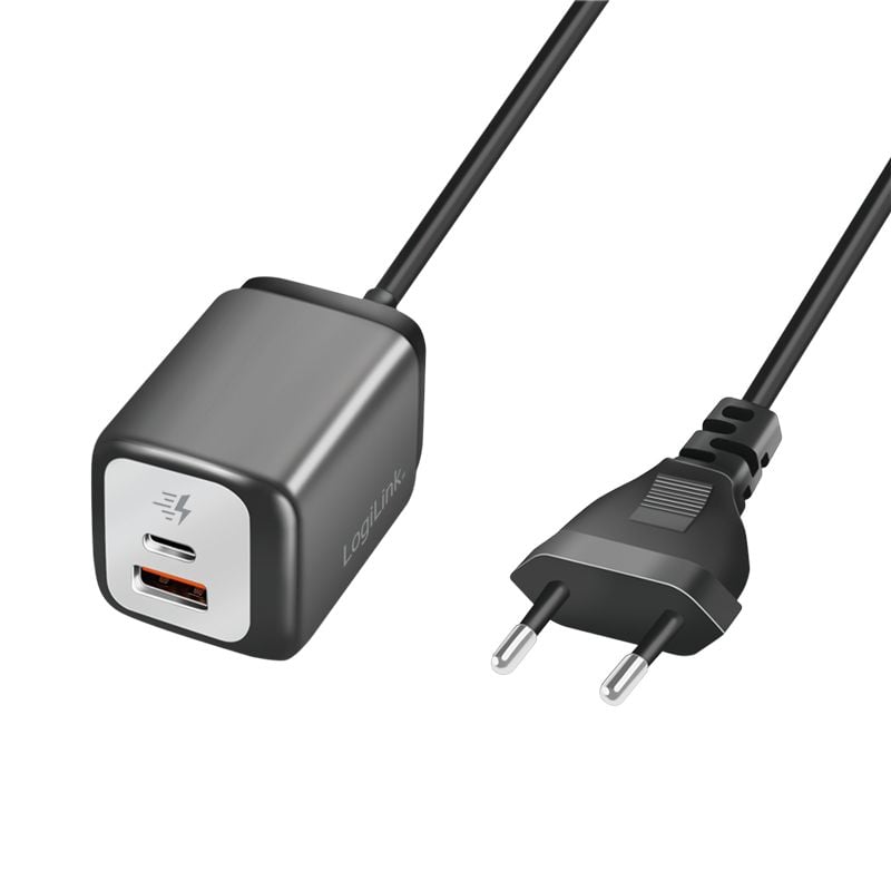 Caricatore Alimentatore GaN 1x USB-C 1x USB-A 30W con Cavo