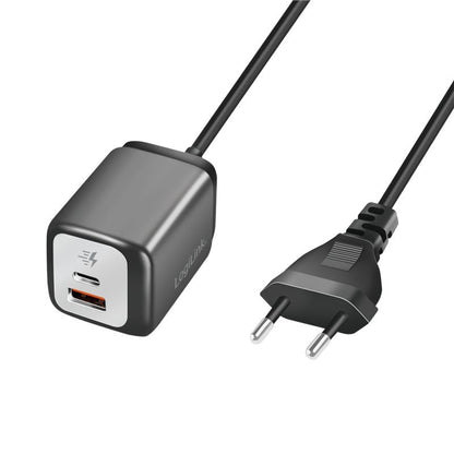 Caricatore Alimentatore GaN 1x USB-C 1x USB-A 30W con Cavo
