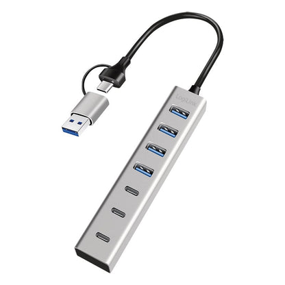 Hub USB 3.2 4 porte USB-A e 3 porte USB-C Alluminio Silver