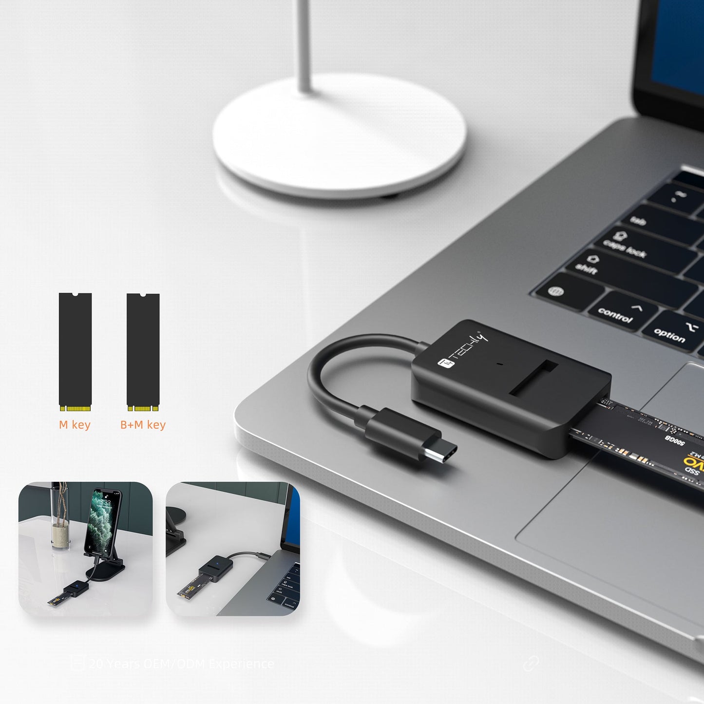 Adattatore SSD da USB-C a NVMe/SATA M.2