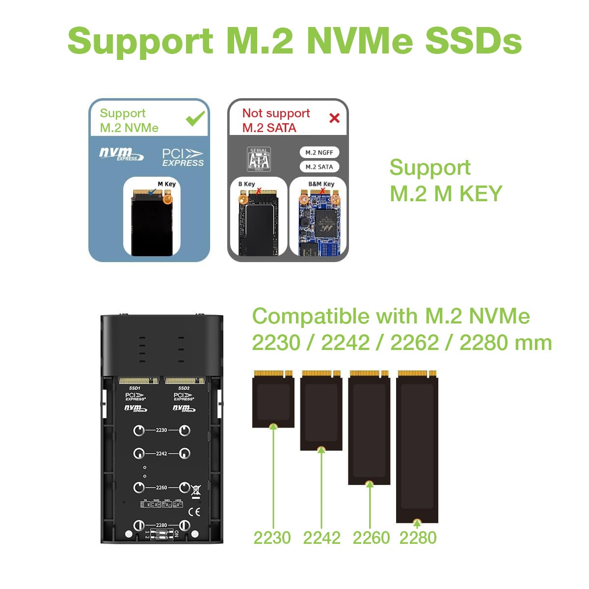 Box Esterno Duplicatore Clone Offline USB3.2 Gen 2x2 USB-C M.2 PCIe NVME 20 Gbps