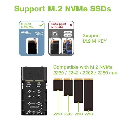 Box Esterno Duplicatore Clone Offline USB3.2 Gen 2x2 USB-C M.2 PCIe NVME 20 Gbps