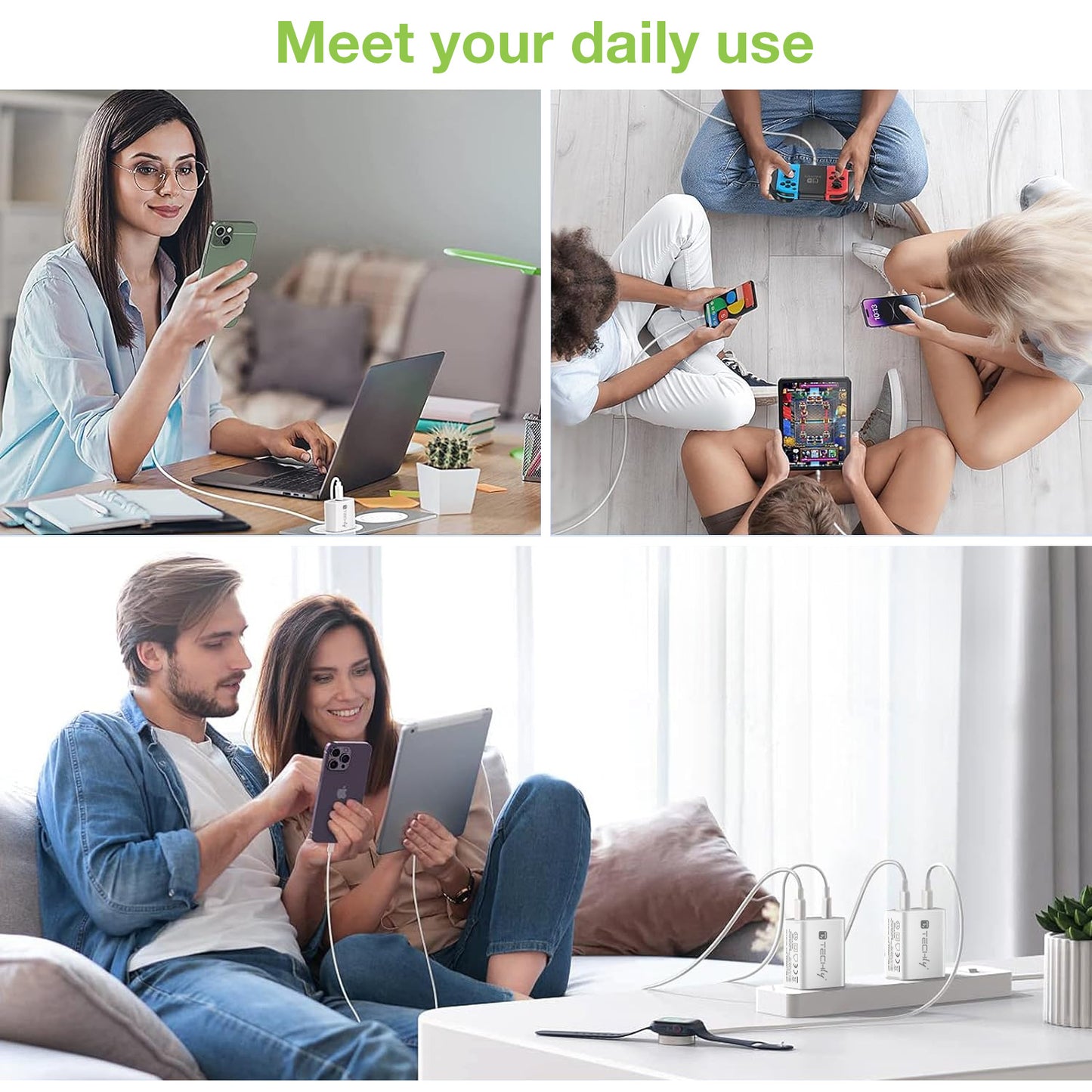 Caricatore Alimentatore 2 porte USB-C da Muro 35W