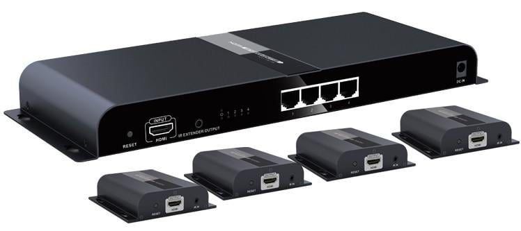 Extender Splitter 4 vie HDMI con IR su Cavo CAT6/6a/7 fino a 120m
