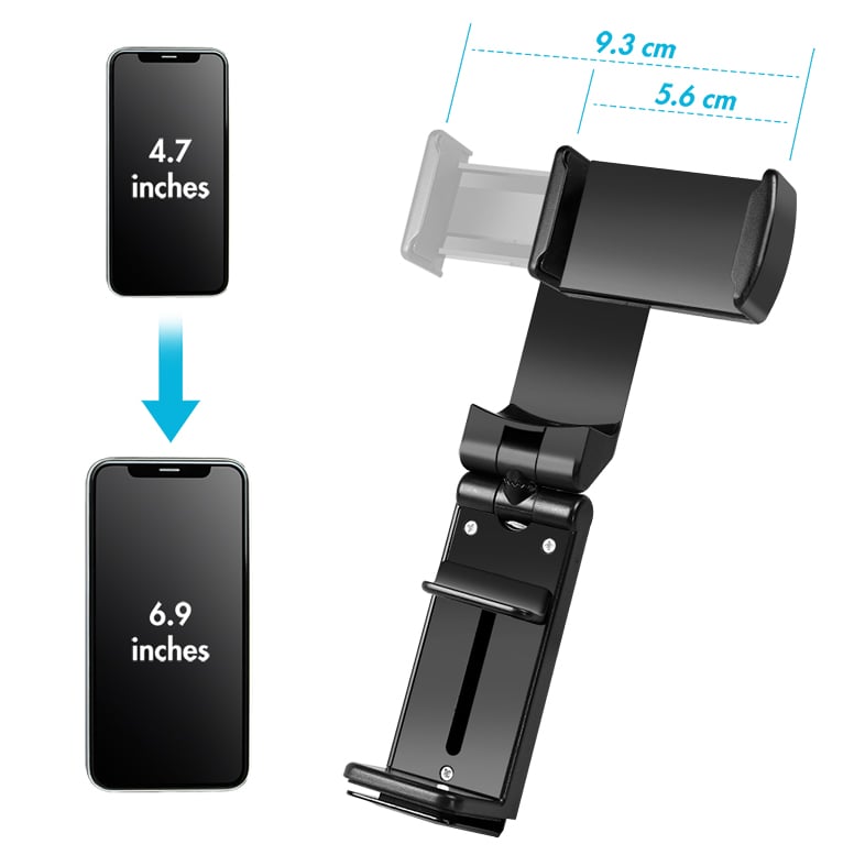 Supporto Porta Smartphone 4,7–6,9'' con Rotazione 360° Nero