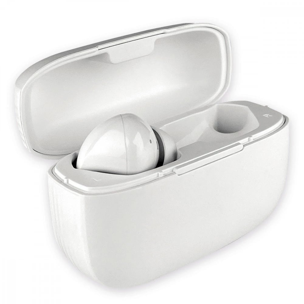 Cuffie Auricolari TWS Jive con Custodia di Ricarica USB-C e Pad Caricatore a Induzione Bianco