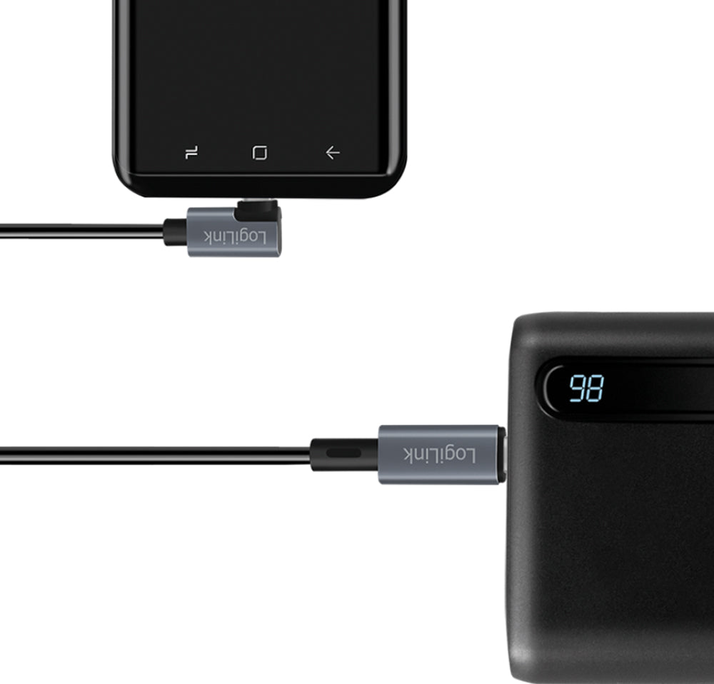 Cavo HighSpeed E-mark PD USB-C Maschio Angolato/USB-C Maschio Dritto 2m Nero