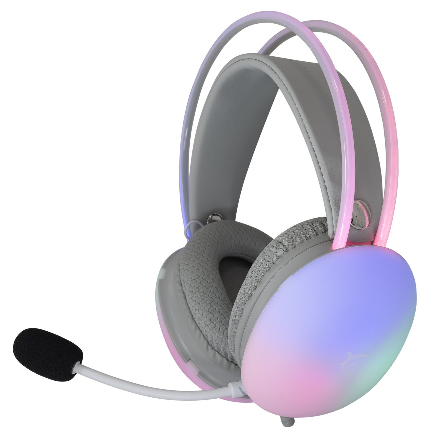 Cuffia Gaming Stereo con Microfono e Illuminazione RGB su Cuffie e Archetto Bianco FIREFLY