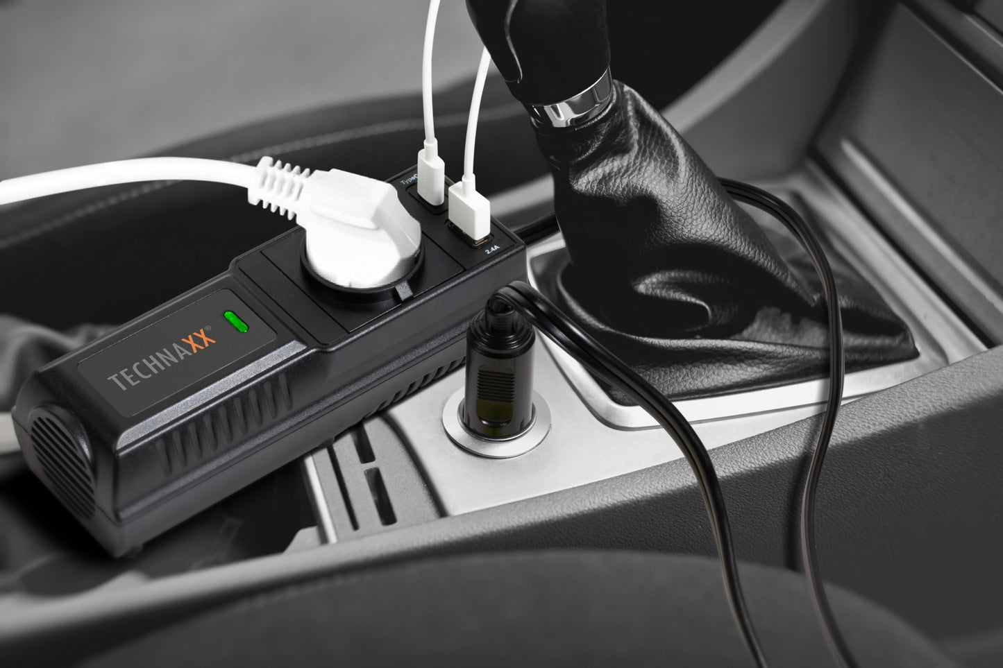 Trasformatore di Corrente per Auto con USB-A e USB-C, TE-21