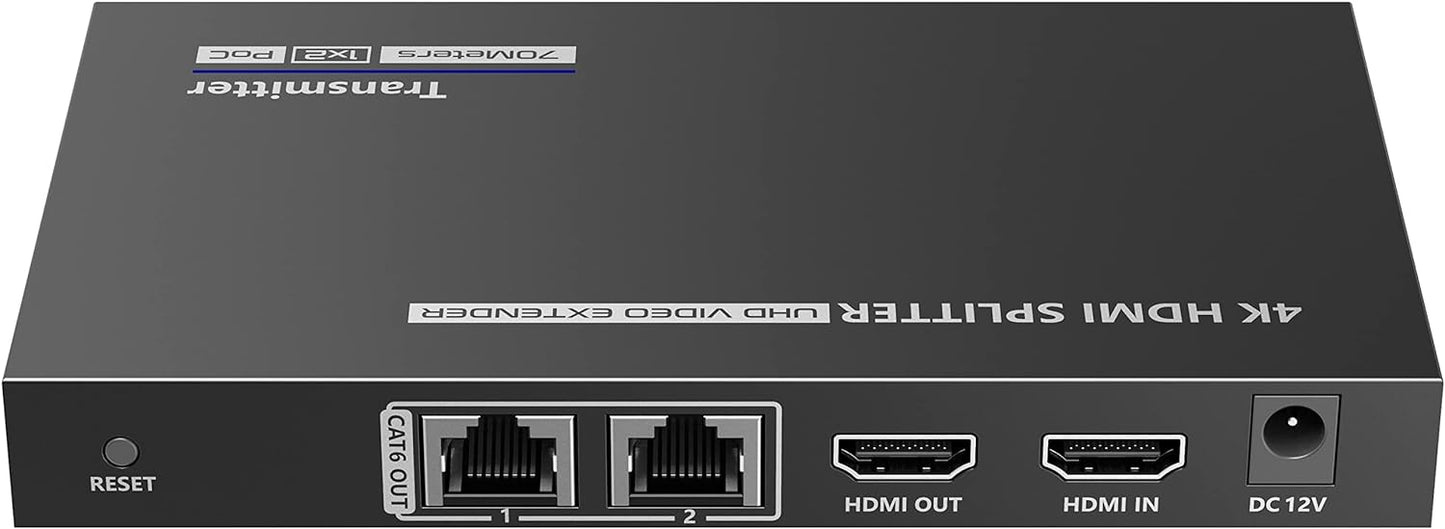 Extender Splitter HDMI 2 vie su Cavo di Rete 70 metri PoC