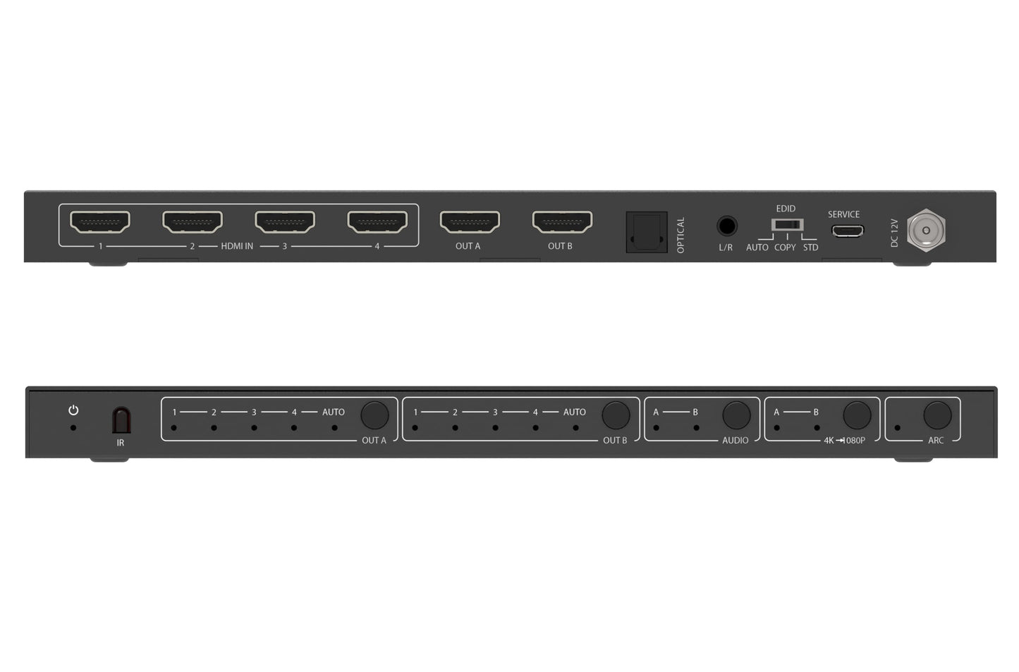 Matrix Switch HDMI 2.0 4x2 18Gbps 4k@60Hz con estrattore audio