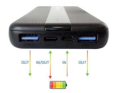 Power Bank  Smartphone 10000 mAh 20W USB-C 3 Porte Output con Cavo