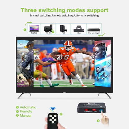 Switch HDMI 2.0b 5in 1out 4K HDR HDCP2.2 con Telecomando