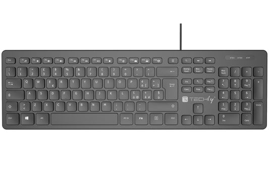 Tastiera USB Standard 109 Tasti Layout Italiano e Hub 3 Porte USB, Nero