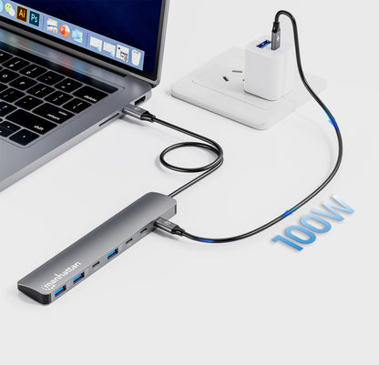 Hub 7 porte USB3.2 10G/5G 4x USB-C + 3x USB-A con Power Delivery
