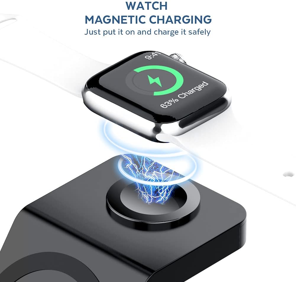 Stazione di ricarica senza fili 3 in 1 con magsafe per apple iphone