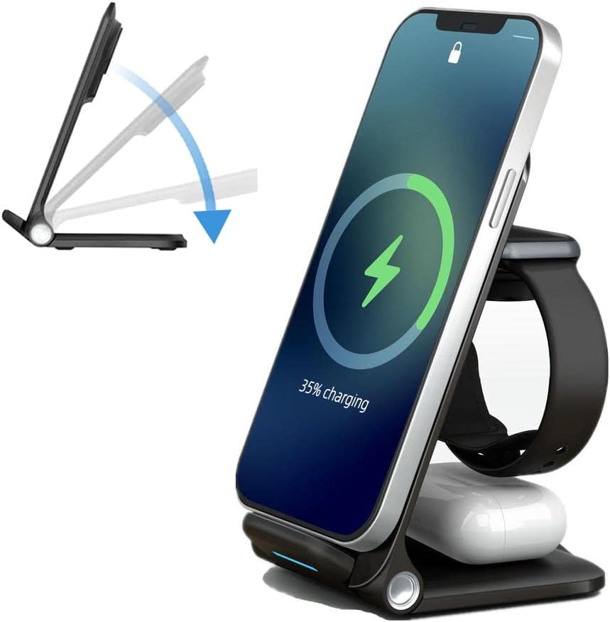 Caricatore wireless 3 in 1 pieghevole stazione di ricarica wireless rapida