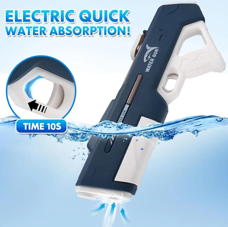 Pistola ad Acqua Elettrica Ricaricabile con Serbatoio da 500ML – Spruzzo Automatico – Giocattolo Estivo Ideale per Bambini e Adulti – Perfetto per Holi, Mare, Piscina e Giardino