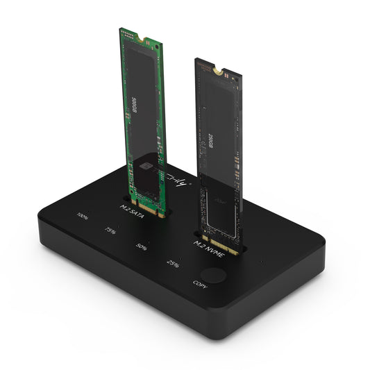 Docking Station Dual-Bay SSD M.2 NVME PCIe SATA 10 Gbps Duplicatori Clone Offline