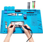 Tappeto da Saldatura e Riparazione Antiscivolo Magnetico 45 x 30 cm in Silicone Blu