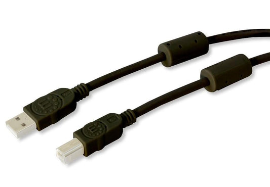 Cavo USB 2.0 A M / B M con Ferrite Doppia Schermatura Nero 3 metri