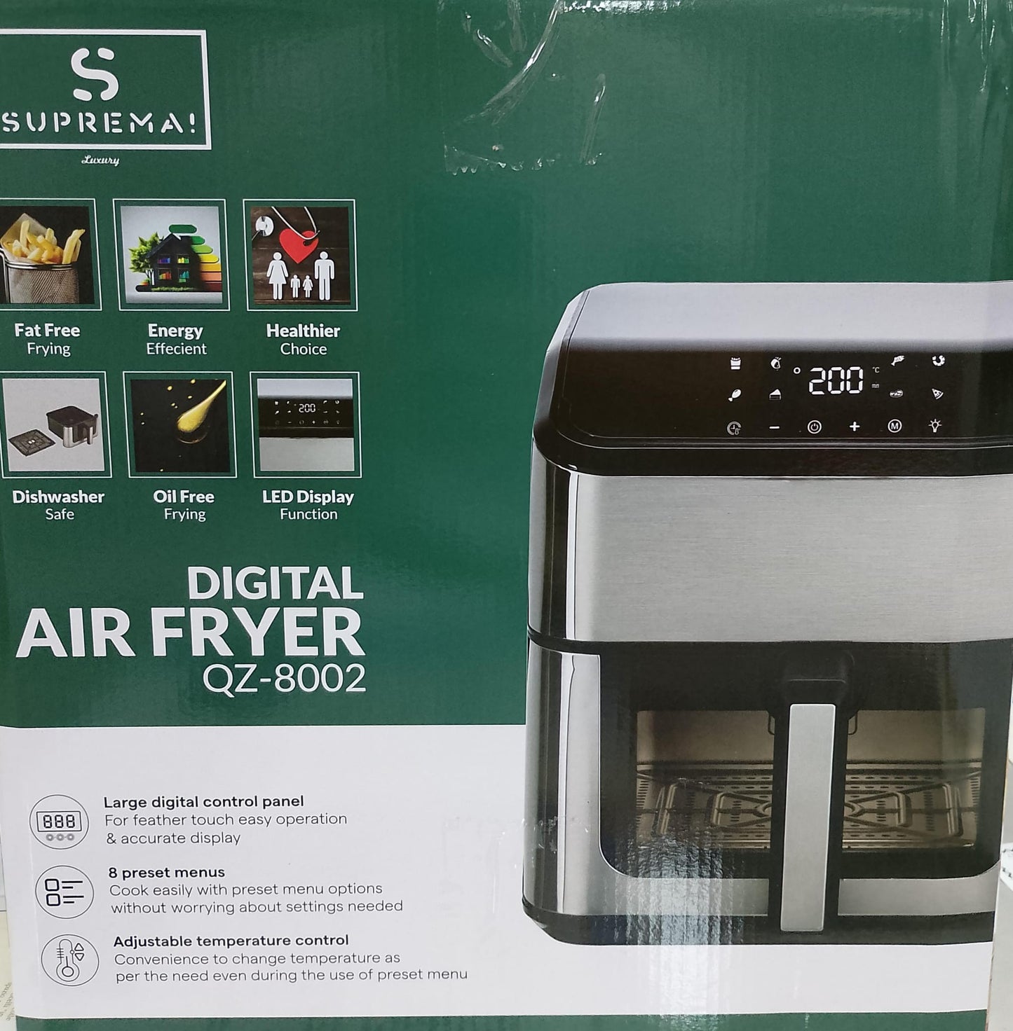 Friggitrice ad aria digitale SUPREMA QZ-8002 - 10 litri 1500W