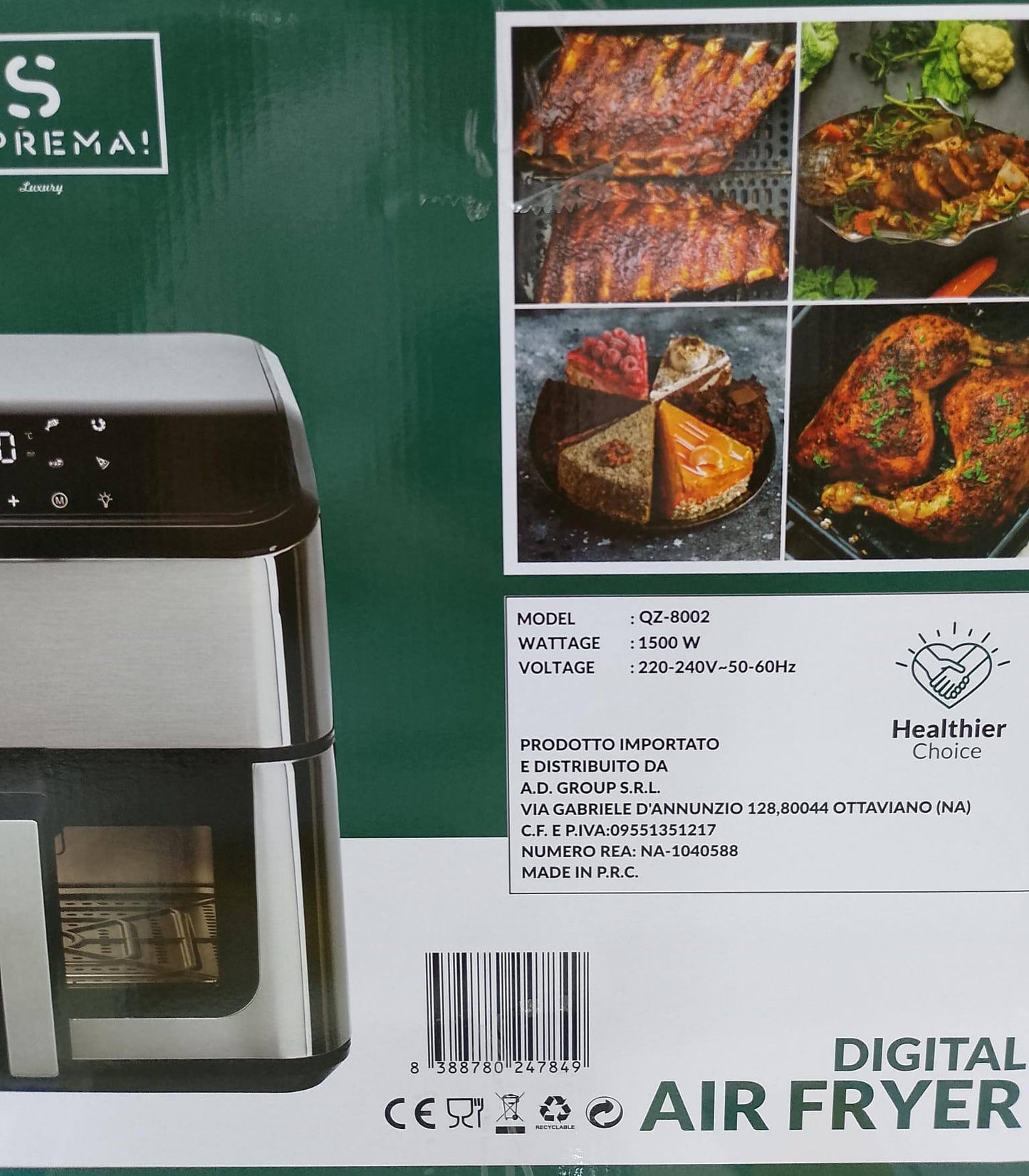 Friggitrice ad aria digitale SUPREMA QZ-8002 - 10 litri 1500W