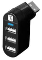 Mini Hub Rotante con 3 Porte USB 2.0 Nero