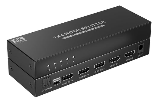 Splitter HDMI 8K UHD 3D 60Hz 4 vie CEC SPDIF Ottico