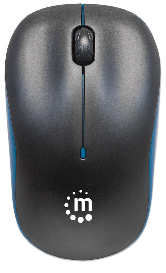 Mouse Ottico Wireless con Micro Ricevitore USB 1000 Dpi Nero/Azzurro