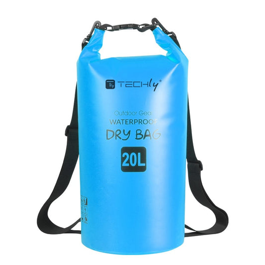 Sacca Impermeabile 20L Dry Bag con Tracolla Regolabile Azzurro